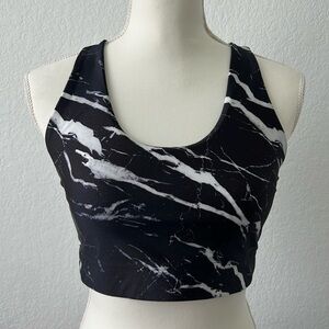 NWOT Terez Black and White Marble Sports Bra Large